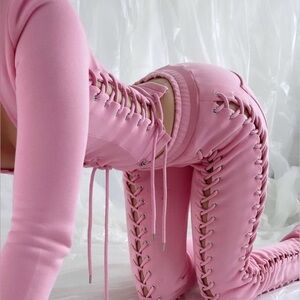 Hidden Cult Wynn Lace Up Corset Long Sleeve Too Size M in Pink